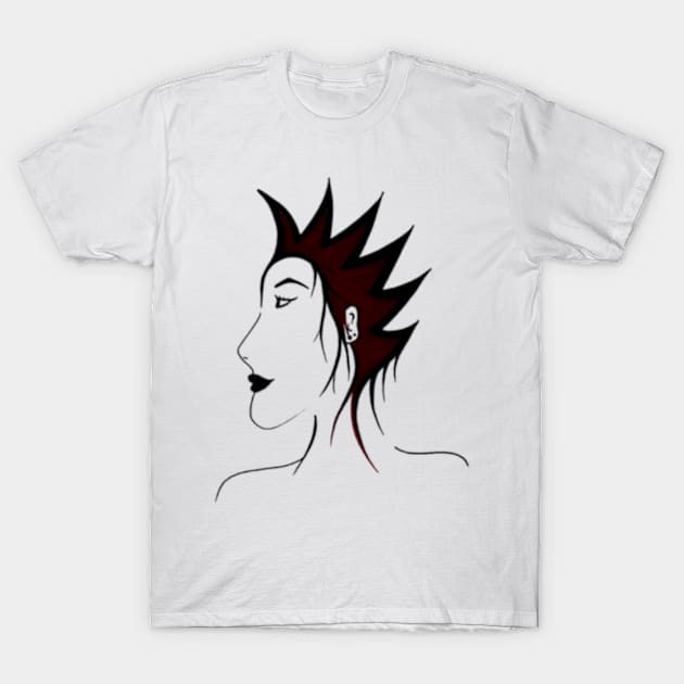 Black and white girl with punk hairstyle T-Shirt by Drawings by Wandersti